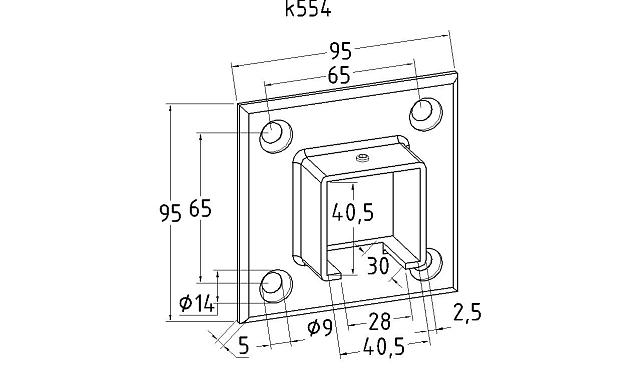 Фланец для трубы с пазом 40х40 мм, полированный, литой (AISI 304) k554 2