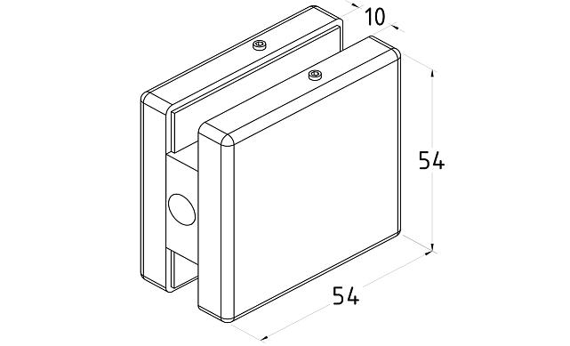 Коннектор стена-стекло 53х53 мм, нержавеющая сталь AISI 304, полированная t193 PSS 4