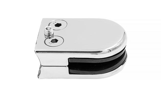 Стеклодержатель штампованный под стекло 10 мм (5+5 мм), под стойку Ø38.1 мм (39х24х55), полированный (AISI 304) k538-10 6