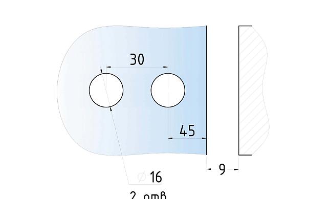 Петля для душевой кабины стена-стекло, AISI 304 t323 PSS 3