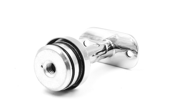 Наконечник палец с алюминиевой системой фиксации на стойке Ø38.1х1.5 мм, регулируемым ложементом под поручень Ø50.8 мм, полированный, литой, нержавеющий (AISI 304) k204 5 Наконечник палец с алюминиевой системой фиксации на стойке Ø38.1х1.5 мм, регулируемым ложементом под поручень Ø50.8 мм, полированный, литой, нержавеющий (AISI 304) k204 5