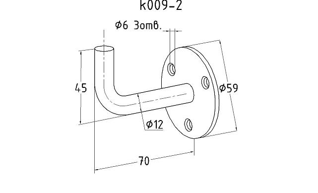 Пристенок без ложемента, сварной (AISI 304) k009-2 2