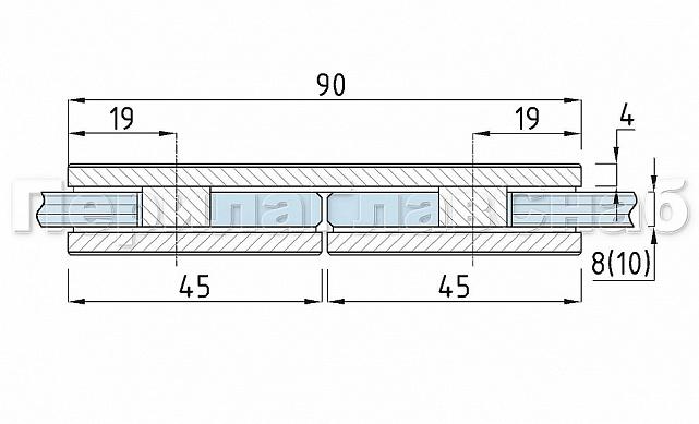 Коннектор для душевой кабины стекло-стекло 180° 45х45 мм латунь-хром, полированный 64 t724 PC 3