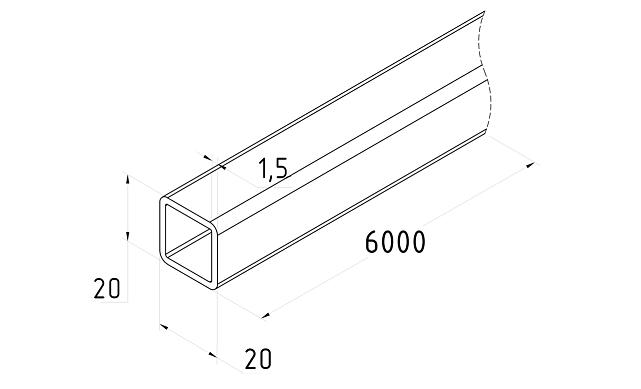 Труба нерж. AISI 201 20х20х1,5 шлифованная Rk881-2 2