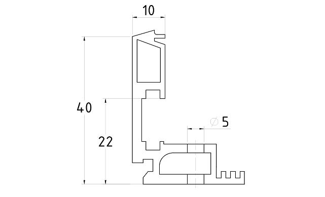 Профиль полированный зажимной для стекла 8-12 мм, С ОТВЕРСТИЯМИ, длина 3 м т40-5 PSS 2