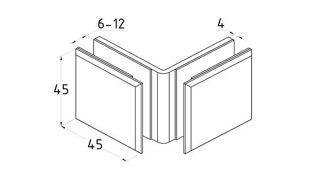 Коннектор для душевой кабины стекло-стекло 90°, 45х45, полированный, t735 PSS 3