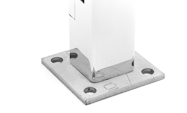 Стеклодержатель напольный 50х50х190 мм, литой, плоский, для стекла 10-12 мм, нержавеющая сталь AISI 304, полированная k275-2 7 Стеклодержатель напольный 50х50х190 мм, литой, плоский, для стекла 10-12 мм, нержавеющая сталь AISI 304, полированная k275-2 7