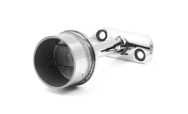 Наконечник палец на стойку Ø42.4х1.5 мм, с регулируемым ложементом под поручень Ø50.8 мм, литой, полированный, нержавеющий AISI 304 k372 4 Наконечник палец на стойку Ø42.4х1.5 мм, с регулируемым ложементом под поручень Ø50.8 мм, литой, полированный, нержавеющий AISI 304 k372 4