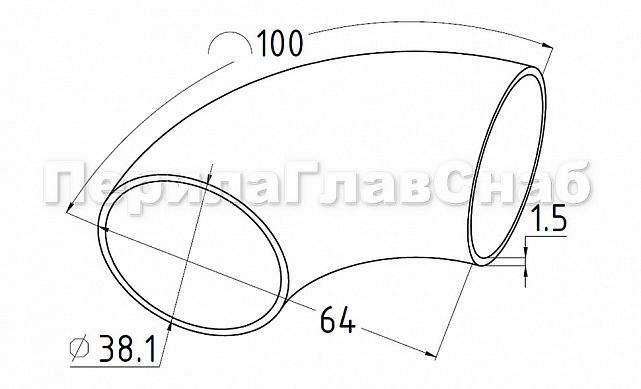Отвод поручня под сварку Ø38.1х100х1.45мм, 90°, шлифованный, (AISI 304) k095-3 2 Отвод поручня под сварку Ø38.1х100х1.45мм, 90°, шлифованный, (AISI 304) k095-3 2