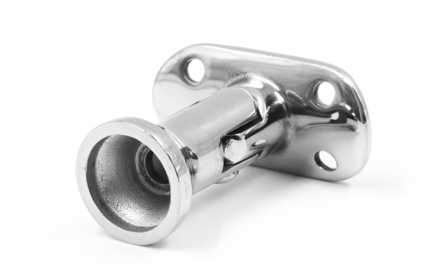 Наконечник стойки "колокольчик" на плоскость, с регулируемым ложементом под поручень Ø50.8 мм, литой, полированный, нержавеющий AISI 304, k203-3 4 Наконечник стойки "колокольчик" на плоскость, с регулируемым ложементом под поручень Ø50.8 мм, литой, полированный, нержавеющий AISI 304, k203-3 4