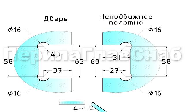 Петля для душевой кабины стекло-стекло 135° 90х55 мм AISI 304 полированная t302-2 PSS 2