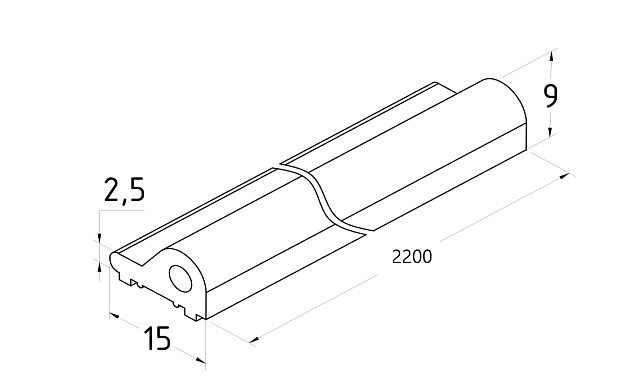 Порог для душевых кабин, длина 2200мм , хим. полировка, t118-2 2200 AL 3
