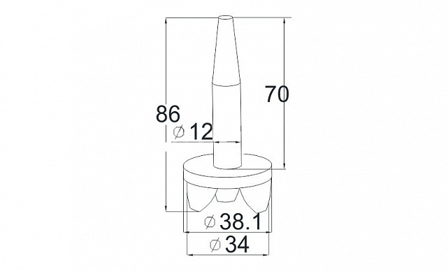 Наконечник палец (солдатик) на стойку Ø38.1 мм, без ложемента, литой, полированный, повышенной коррозионной стойкости, под сварку, облегченный, нержавеющий AISI 316, k034-3 2