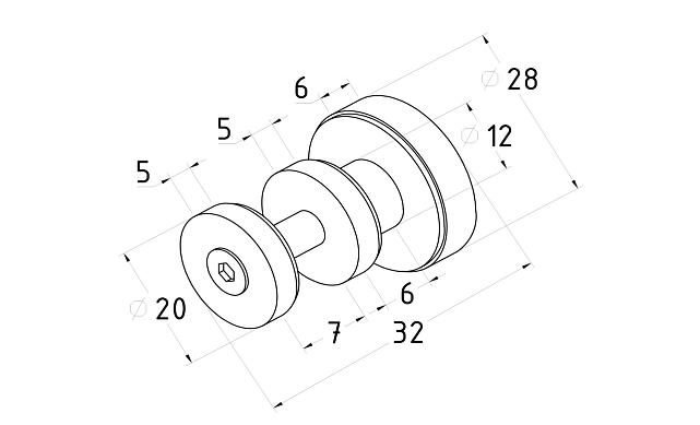 Крепление трека 30х10 к стеклу, AISI 304 черный t449 BL 2