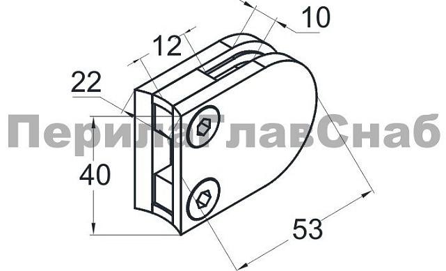 Стеклодержатель литой с вставками под стекло 8 мм (4+4 мм), закругленный под Ø38.1 мм, 40х22х50, золотой k001-88 2