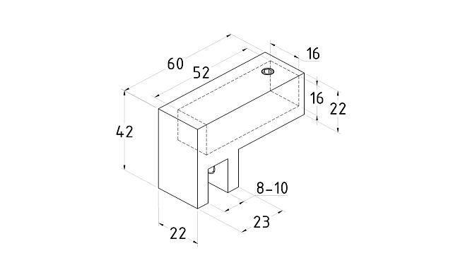 Крепежный элемент, глухой для трубы 15х15 мм, полированный t813 PSS 2