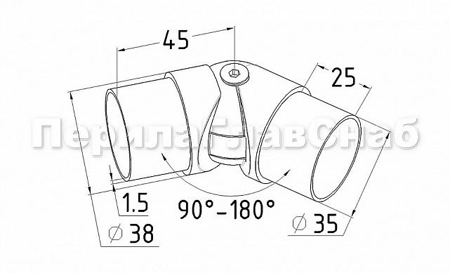 Поворот литой, регулируемый, шаровый, под Ø38.1 мм, полированный, (AISI 316) k250-2 2