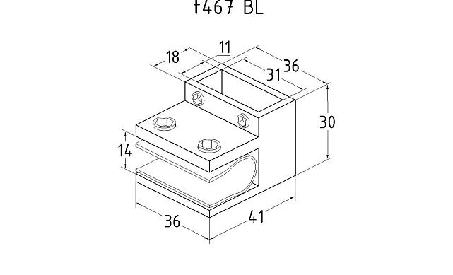 Коннектор торцевой труба-стекло 30х10 мм, нержавеющая сталь AISI 304, черная t467 BL 2