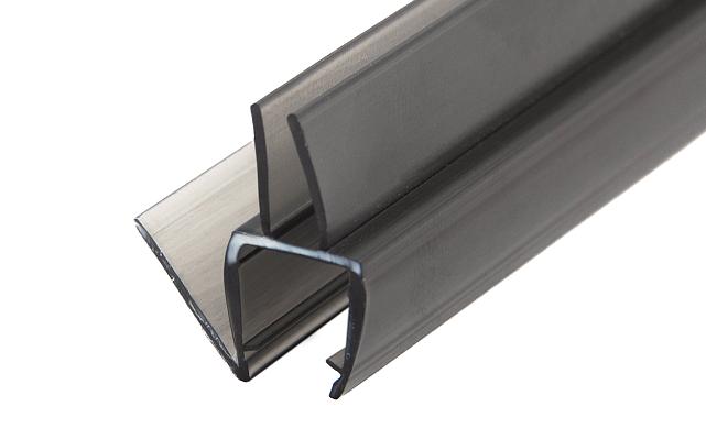 Уплотнитель для стекла 8мм, полупрозрачный черный, пол-стекло 2,2 м t206-2 BL  4