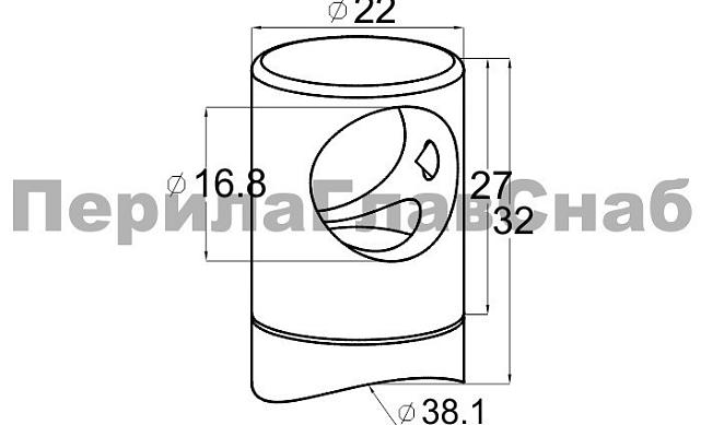 Ригеледержатель на стойку Ø38.1хØ16.8 мм, полированный, литой (AISI 316) k018-4 2