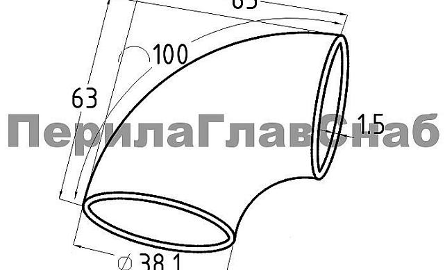 Отвод Ø38.1х1.45 мм, 800 Grit, (AISI 304) k095-2 2