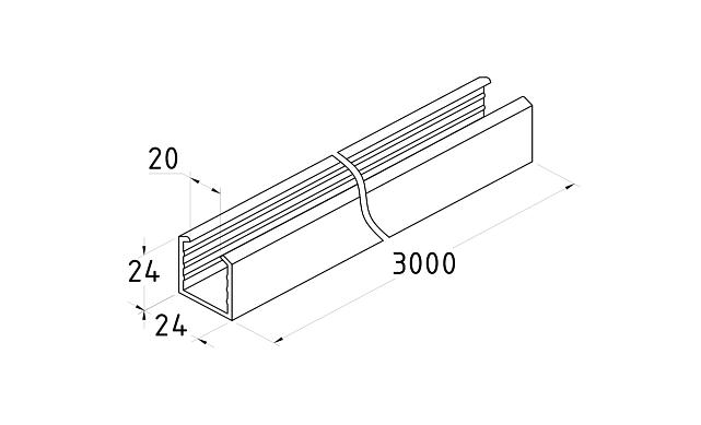 Уплотнитель в поручень с пазом 24х24 для стекла 10+10мм ПВХ, черный Фk310 3