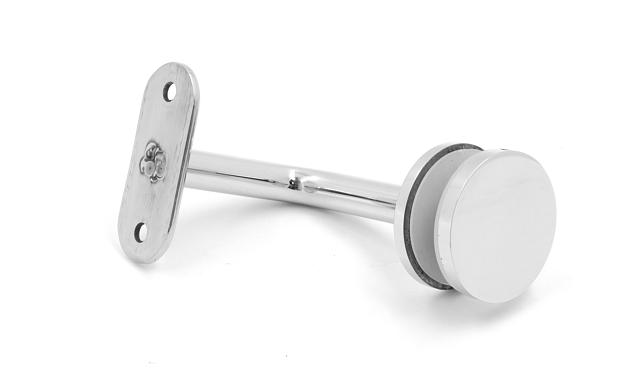 Держатель поручня на стекло 10-17 мм, с ложементом на плоскость, вынос 60х70 мм, Ø43х5 мм, нержавеющая сталь AISI 304, полированная k008-4 3