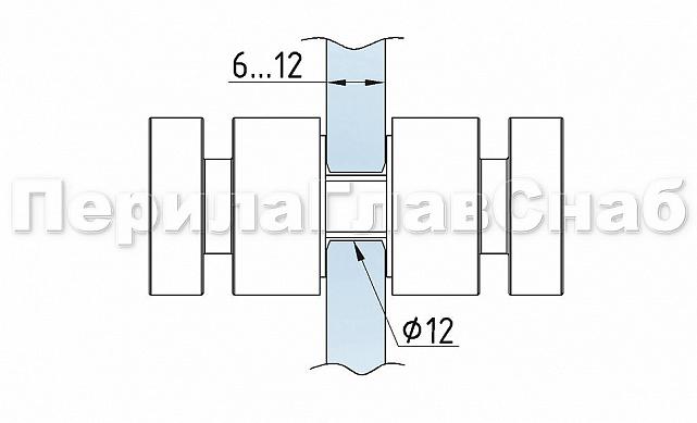 Ручка-кноб для двери 32х38 мм латунь-хром, полированная t692 PC 3