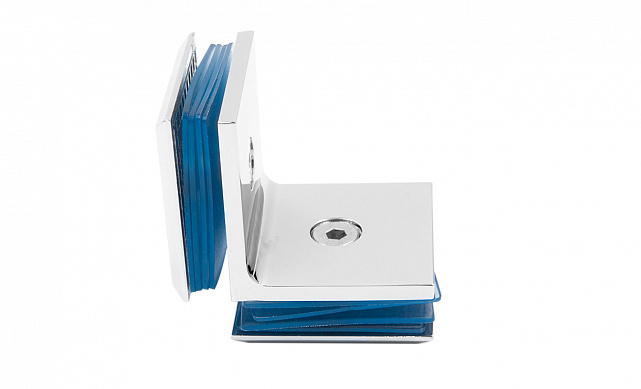 Коннектор для душевой кабины стекло-стекло 90° 45х45 мм латунь-хром, полированный  t735 PC 6 Коннектор для душевой кабины стекло-стекло 90° 45х45 мм латунь-хром, полированный  t735 PC 6