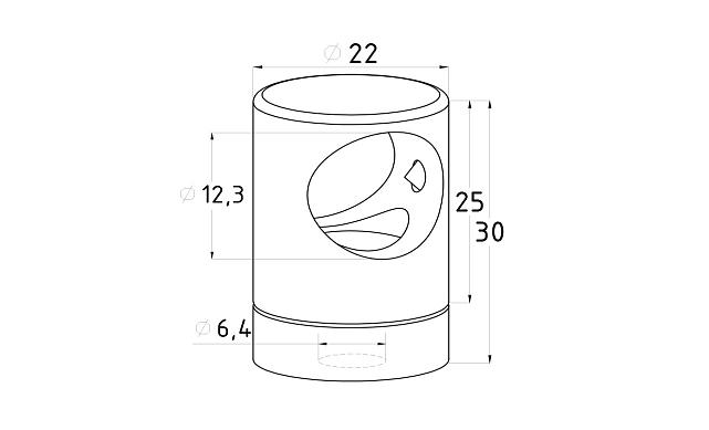 Ригеледержатель на плоскость, для ригеля Ø12.3 мм, Ø20х28, полированный, литой (AISI 304) k029-5 3