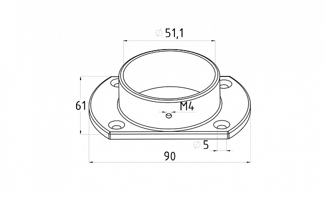 Фланец укороченный, литой, полированный, для трубы Ø50.8 мм, полированный, (AISI 304) k094 2 Фланец укороченный, литой, полированный, для трубы Ø50.8 мм, полированный, (AISI 304) k094 2