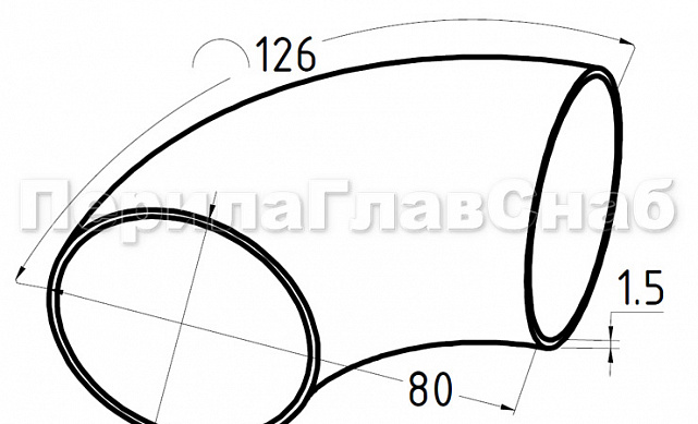 Отвод поручня под сварку для Ø50.8х125х1.5 мм, шлифованный (AISI 304) k021-4 2 Отвод поручня под сварку для Ø50.8х125х1.5 мм, шлифованный (AISI 304) k021-4 2