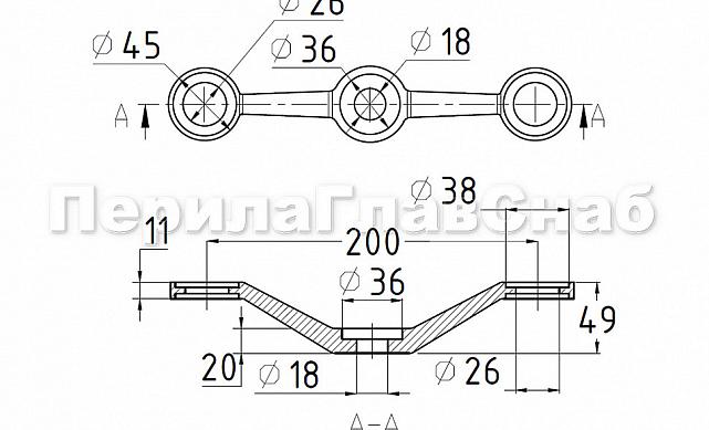 I-спайдер-200мм, AISI 304, 2х26х38, 1х18х36/40мм, нагрузки: 1кН, 2кН k288-I-2 2