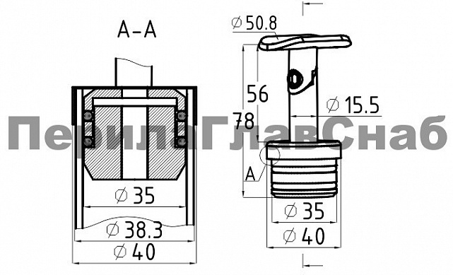 Наконечник стойки палец Ø38.1 мм с резинками, регулируемый k204-88 2 Наконечник стойки палец Ø38.1 мм с резинками, регулируемый k204-88 2