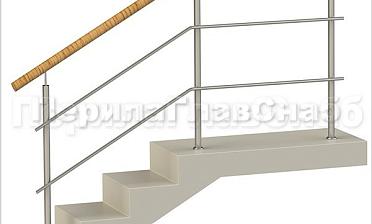 Два ригеля на сварке, круглый пластиковый поручень и круглые стойки купить в Краснодаре