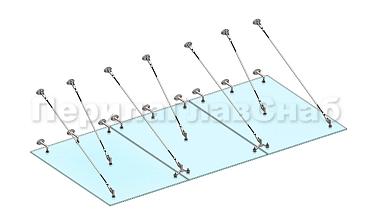 Комплект фурнитуры для козырька 1800х3700 (на вантах/тягах) k671-18-37 купить в Краснодаре