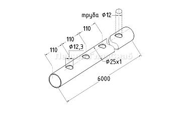 Труба AISI 304 25х1х6000, с перфорацией под  Ø12, 30°, GRIT 600 837-5 купить в Краснодаре
